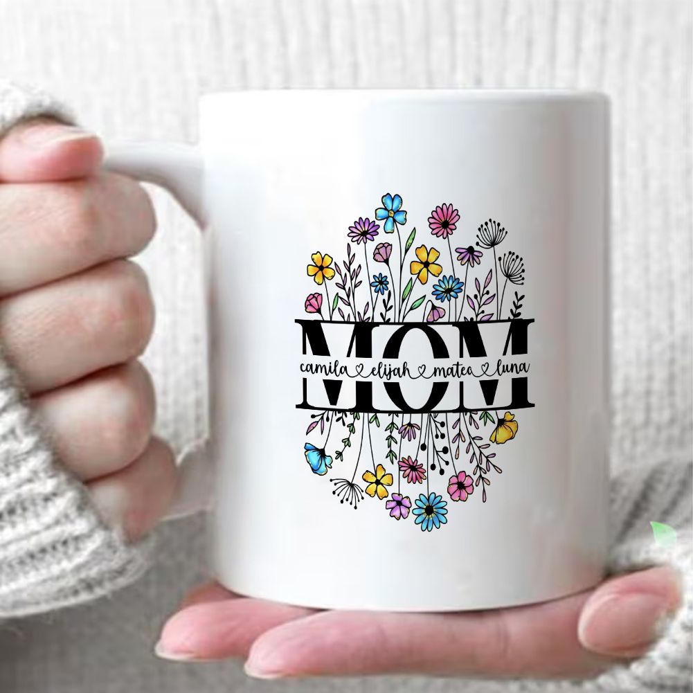 Personalized MOM Wildflower Name Mug Custom Mother's Day Gift - 11oz