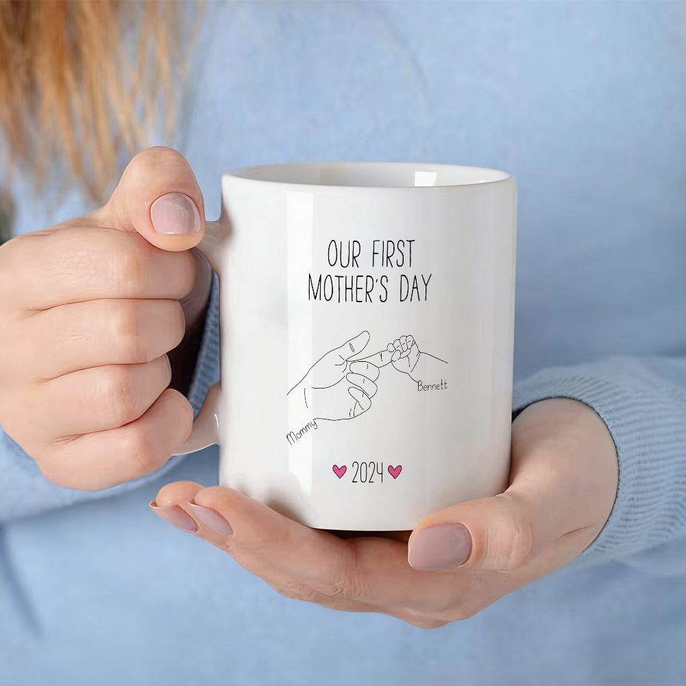 Personalized Our First Mother's Day Mug Custom Baby Name & Date Gift - 11oz