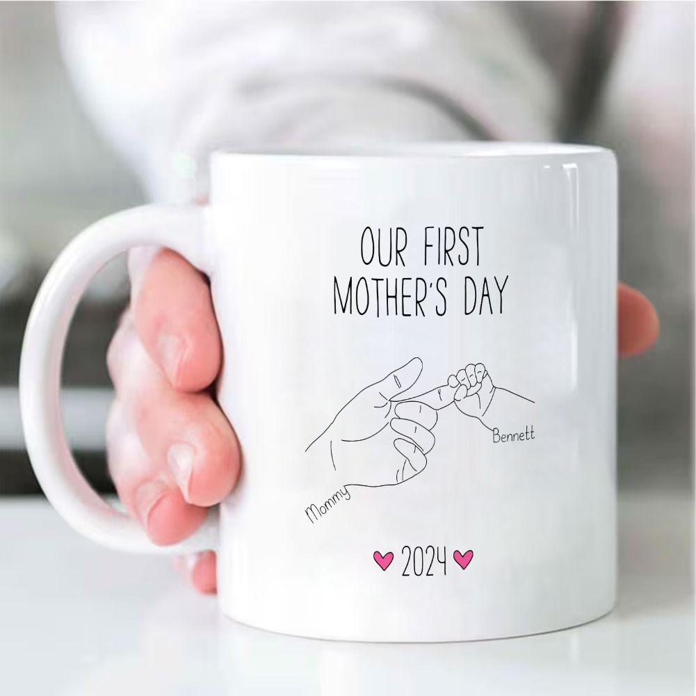 Personalized Our First Mother's Day Mug Custom Baby Name & Date Gift - 11oz