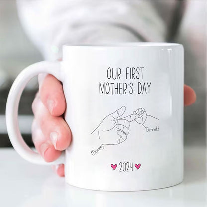 Personalized Our First Mother's Day Mug Custom Baby Name & Date Gift - 11oz