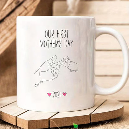 Personalized Our First Mother's Day Mug Custom Baby Name & Date Gift - 11oz