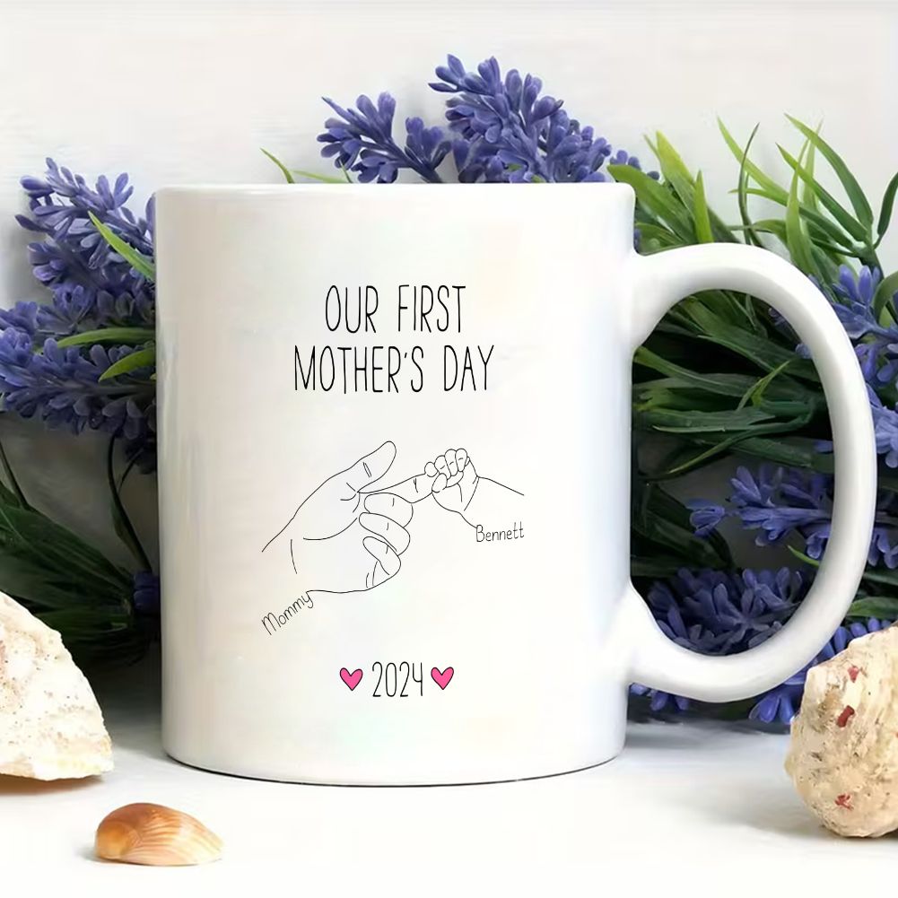 Personalized Our First Mother's Day Mug Custom Baby Name & Date Gift - 11oz