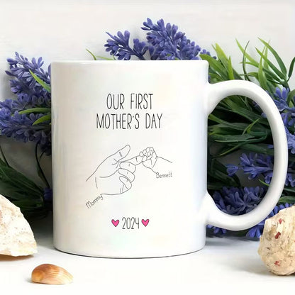Personalized Our First Mother's Day Mug Custom Baby Name & Date Gift - 11oz