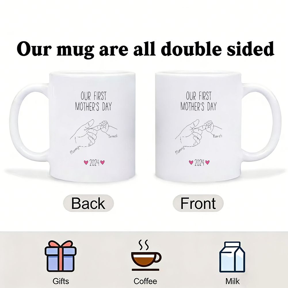 Personalized Our First Mother's Day Mug Custom Baby Name & Date Gift - 11oz