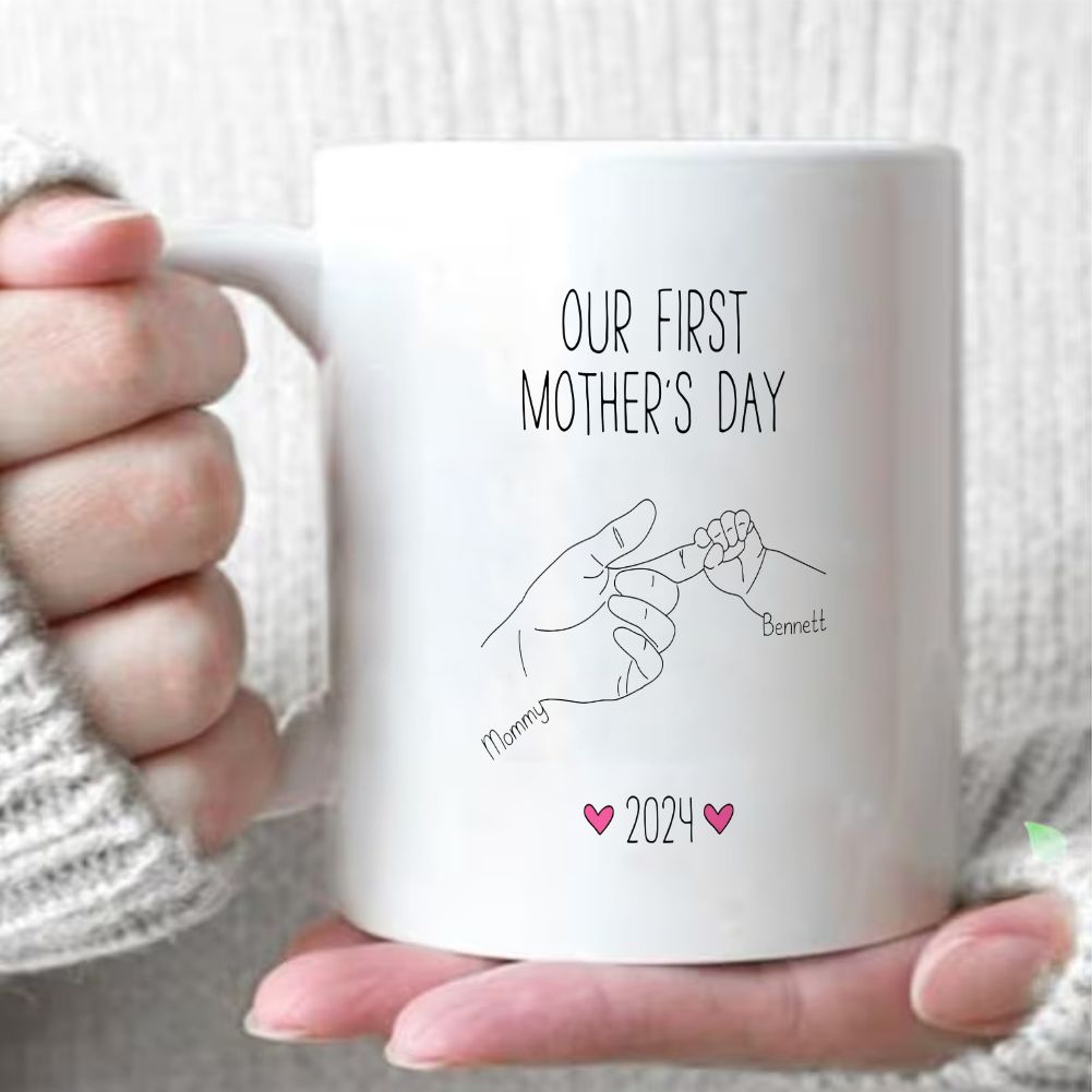 Personalized Our First Mother's Day Mug Custom Baby Name & Date Gift - 11oz