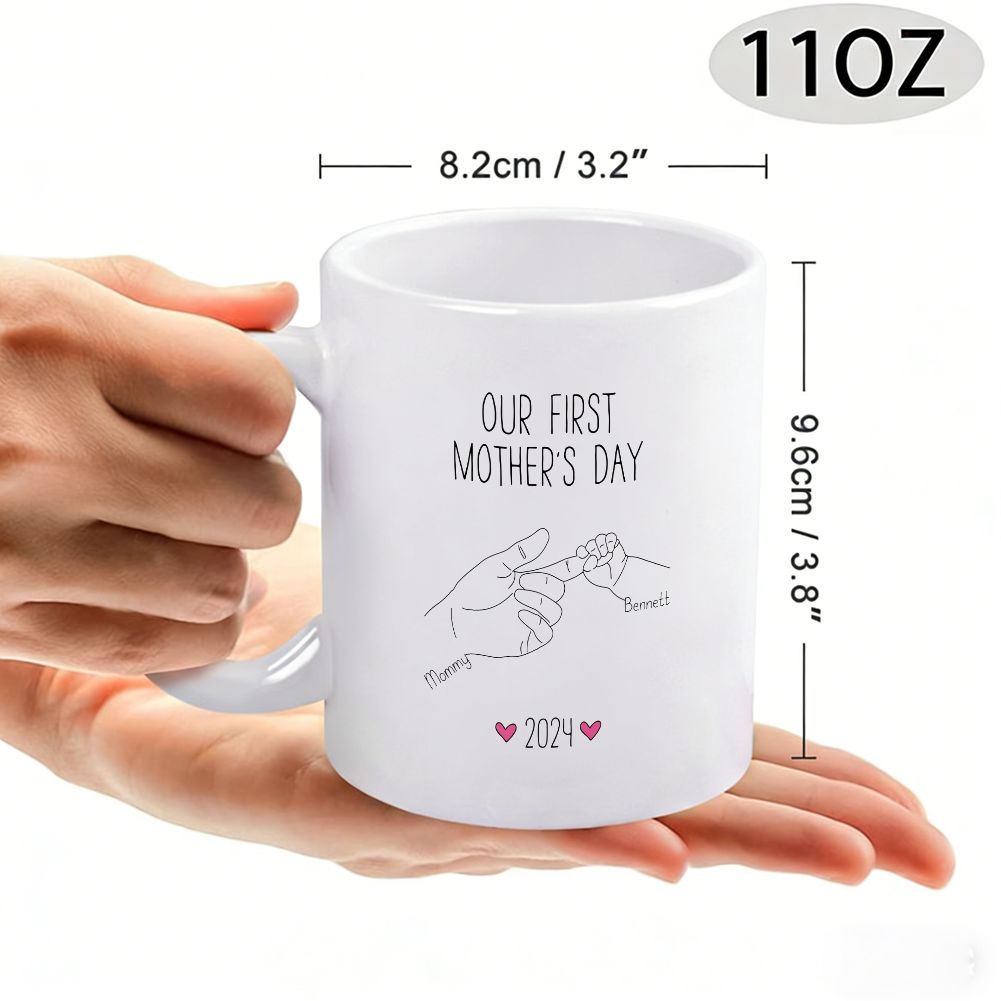 Personalized Our First Mother's Day Mug Custom Baby Name & Date Gift - 11oz