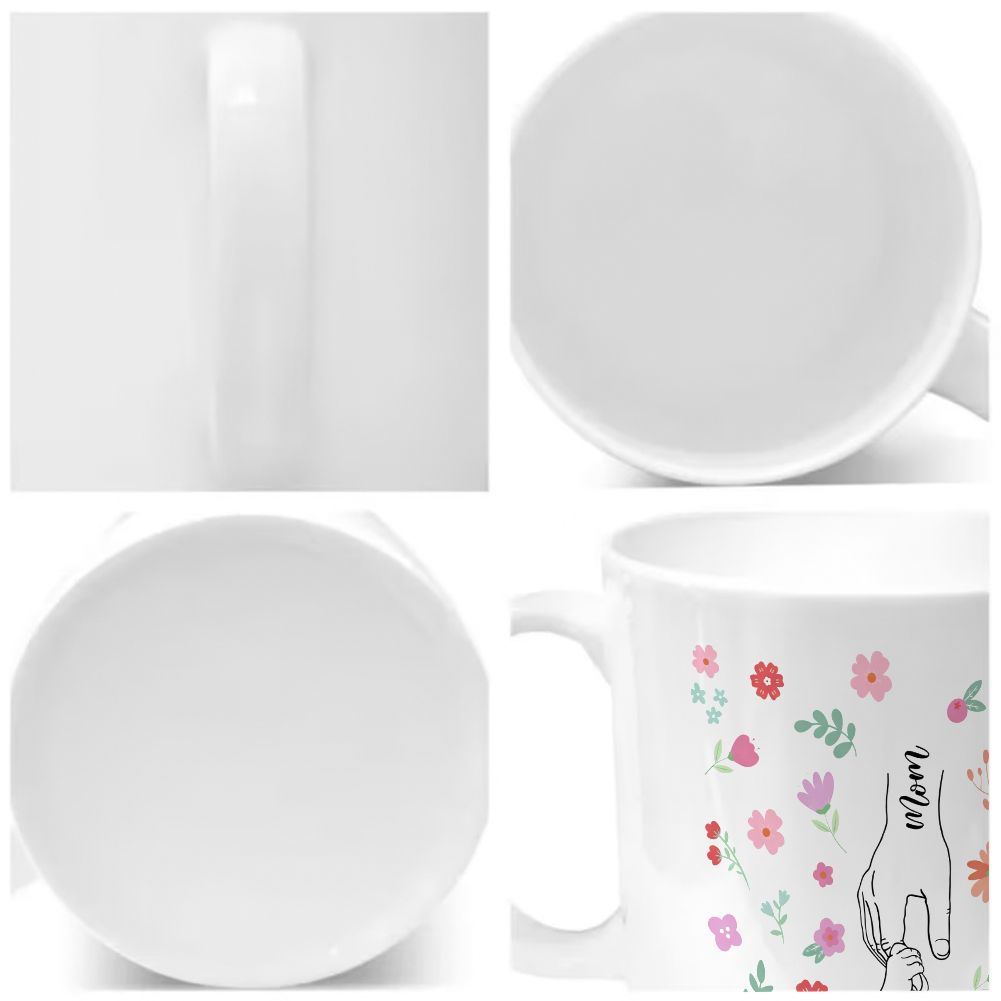 Personalized Mommy & Baby Hand Line Art Custom Name Mug - 11oz