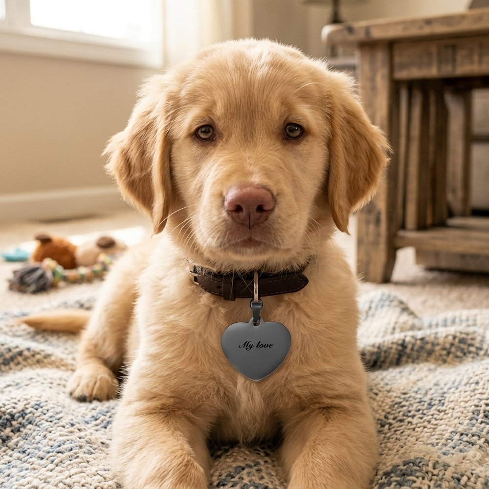 Custom Rose Gold Heart Pet Tag with Personalized Engraving