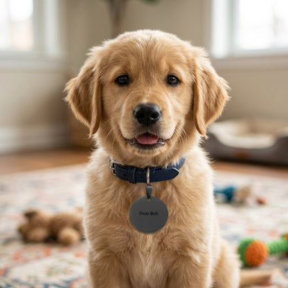 Custom Gold Round Pet Tag with Personalized Engraving
