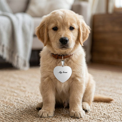 Custom Rose Gold Heart Pet Tag with Personalized Engraving