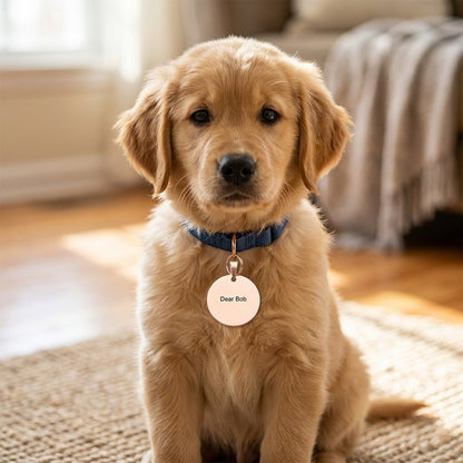 Custom Gold Round Pet Tag with Personalized Engraving