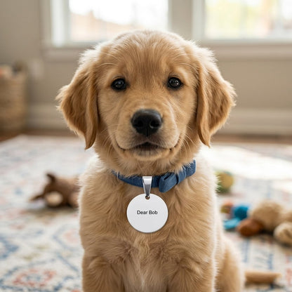 Custom Gold Round Pet Tag with Personalized Engraving