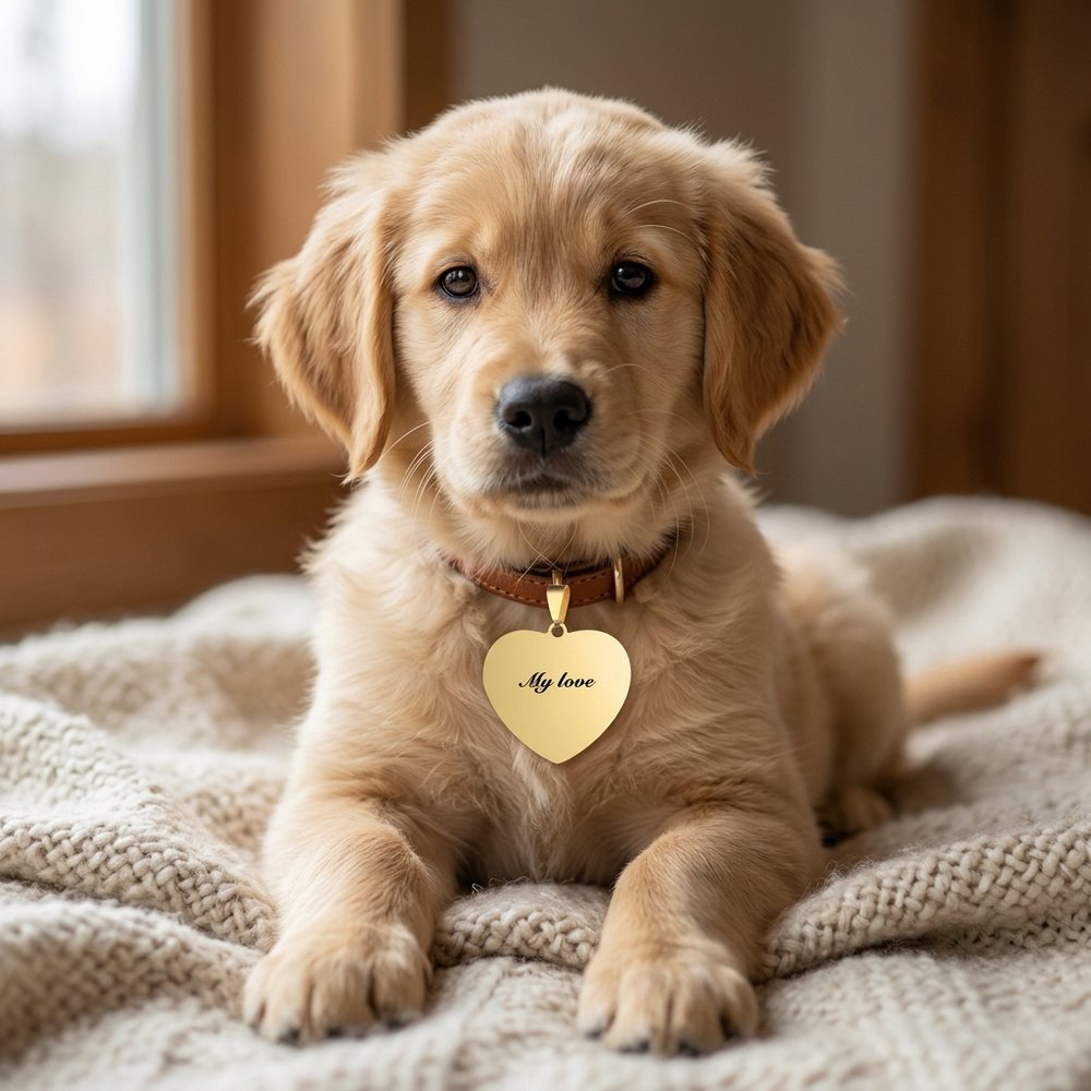 Custom Rose Gold Heart Pet Tag with Personalized Engraving