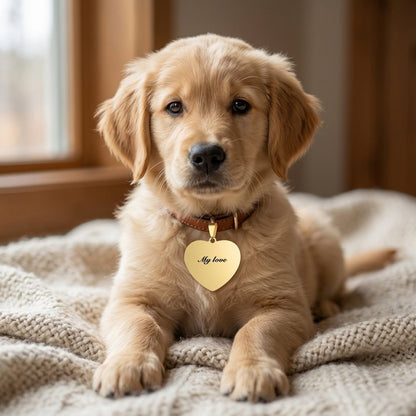 Custom Rose Gold Heart Pet Tag with Personalized Engraving