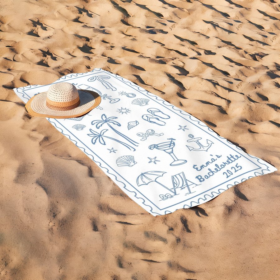 Custom Bachelorette Beach Towel - Personalized Bridal Party Beach Trip Gift For Bridesmaids