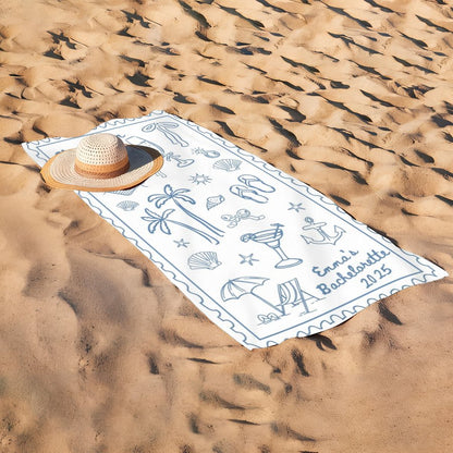 Custom Bachelorette Beach Towel - Personalized Bridal Party Beach Trip Gift For Bridesmaids