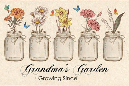 Personalized Grandma's Garden Canvas, Custom Birth Flower Names Gift for Grandma