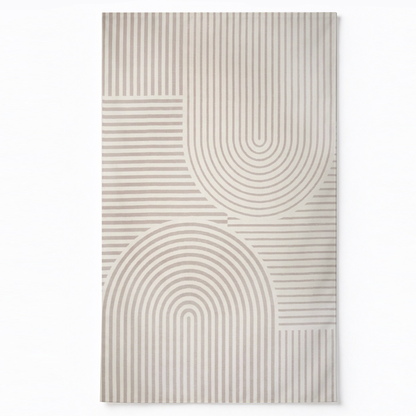 Beige Arches Washable Area Rug, Ivory Cream Rainbow Line Modern Non Slip Rug for Living Room