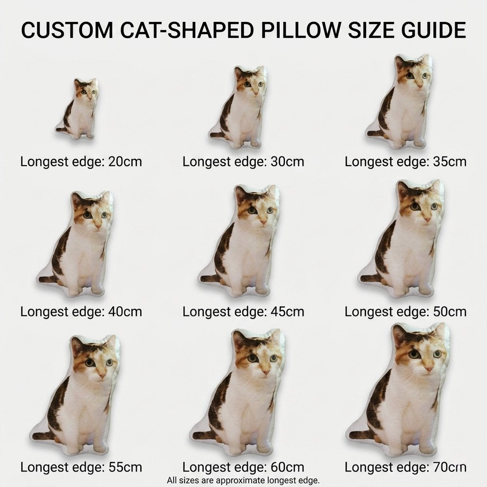 Custom No-White-Edge Cat Body Pillow, Shaped Pet Pillow, Personalized Couch Cushion