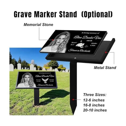 Personalized Memorial Plaque with Photo, Custom Grave Marker with Cross, In Loving Memory Headstone Gift