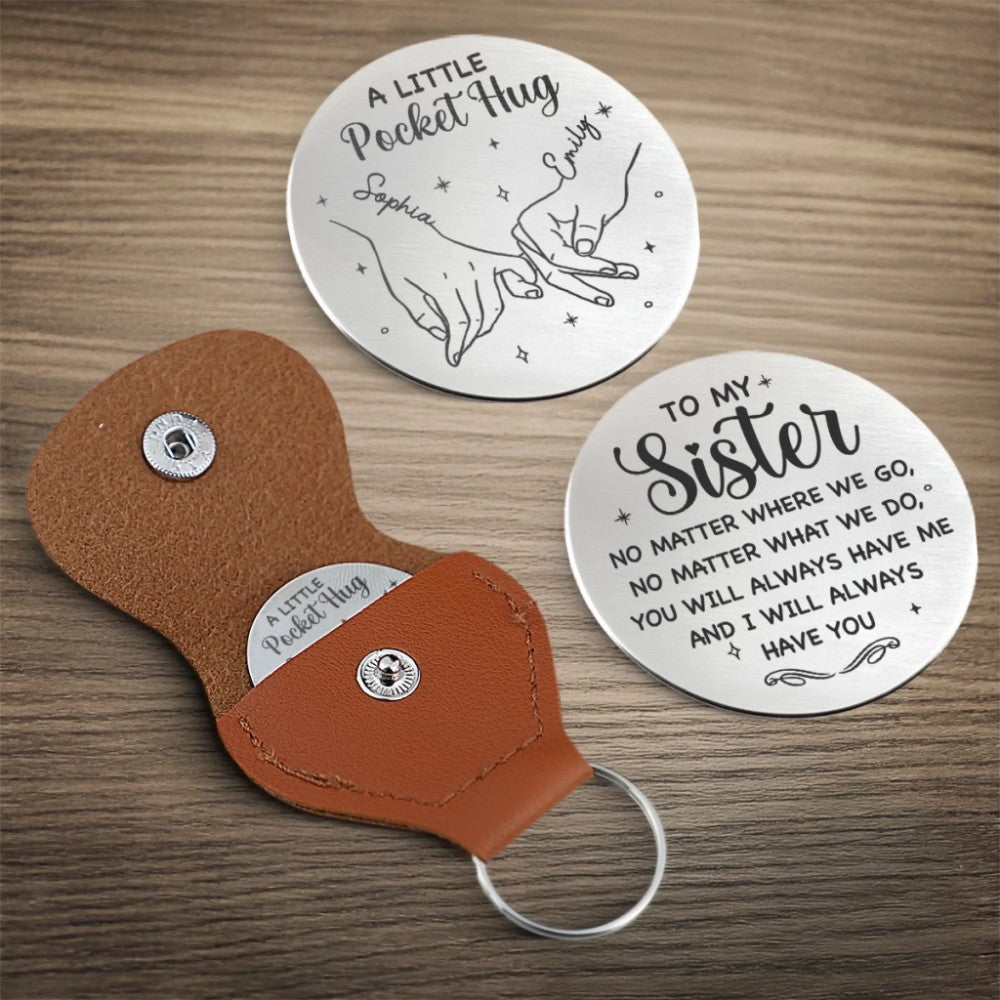 Custom Pocket Hug - Personalized Best Friend Birthday Gifts For Women, Besties, Sisters, BFF - Hand In Hand Through It All