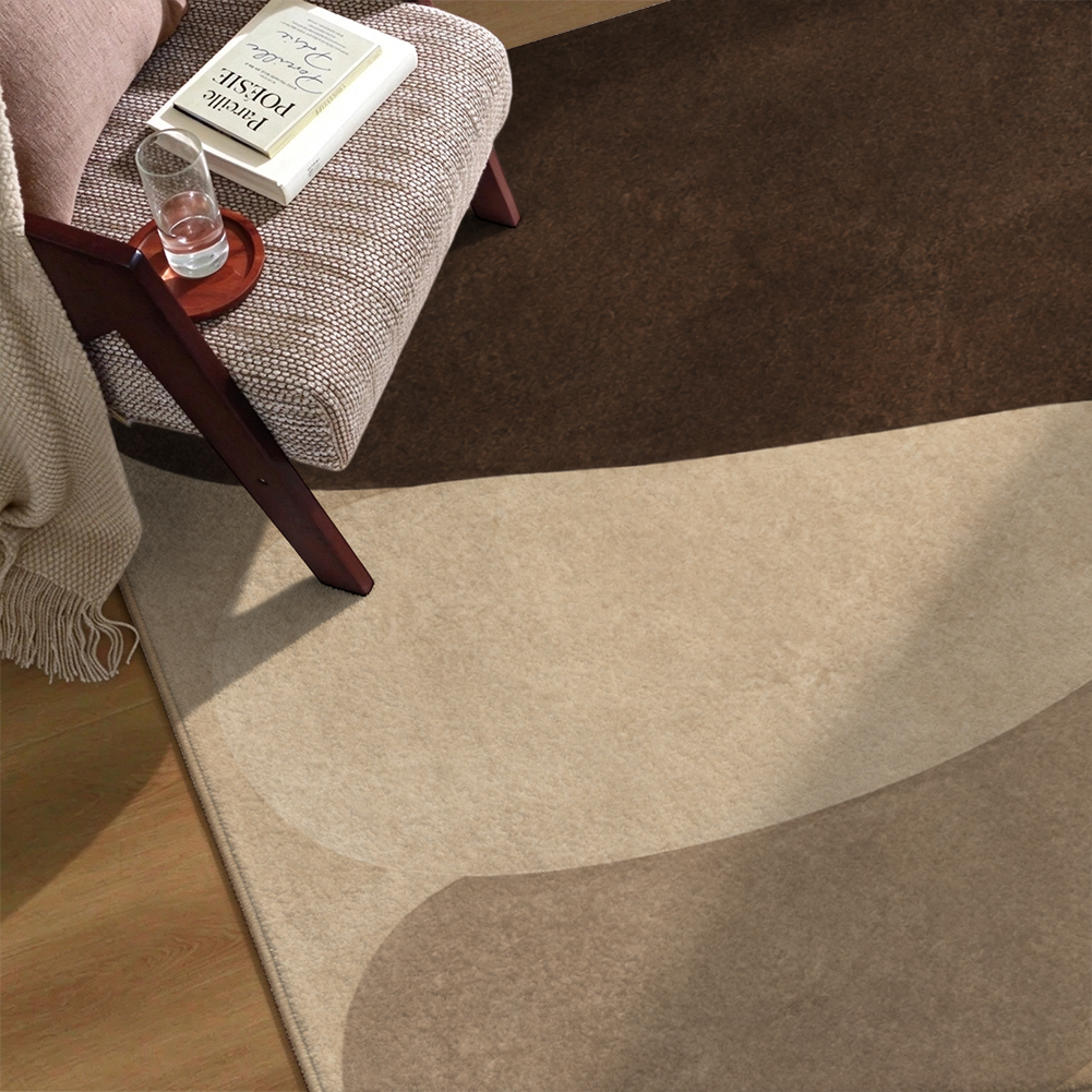 Stacked Pebble Washable Area Rug, Beige Brown Organic Modern Non Slip Dining Rug