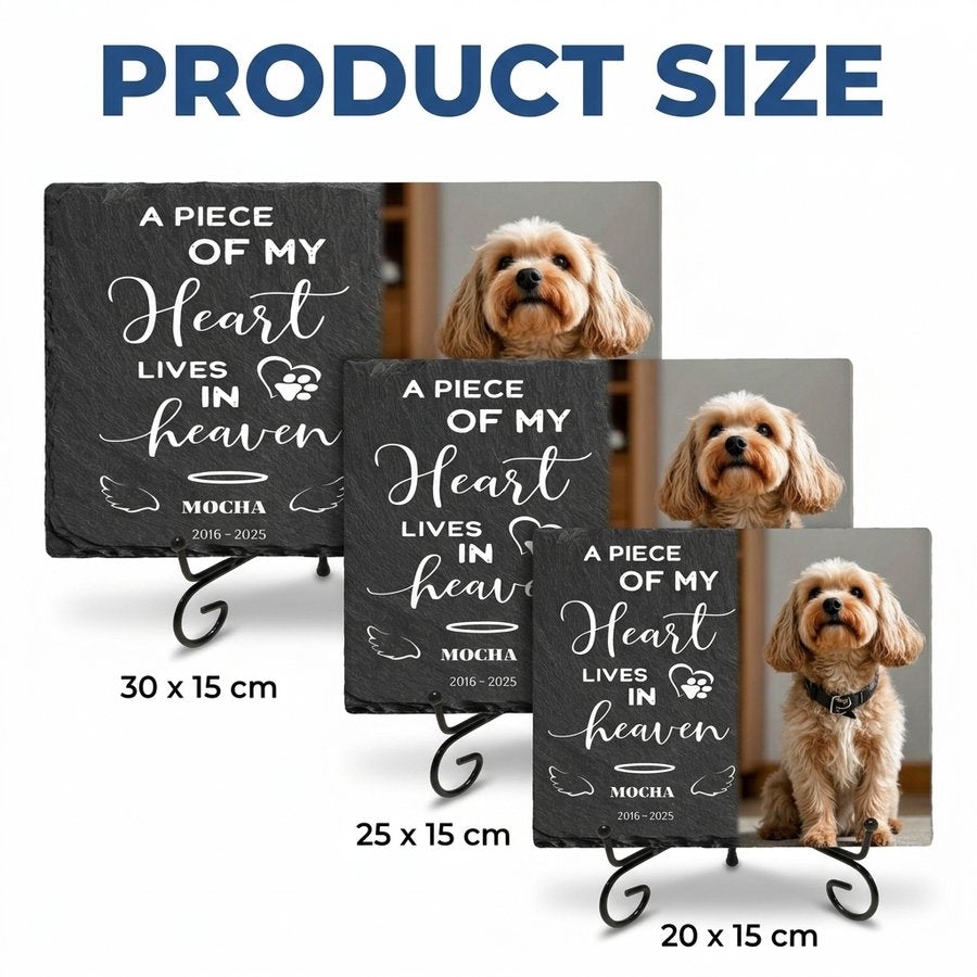 Personalized Pet Memorial Stone with Photo, Custom Dog Grave Marker, A Piece of My Heart Lives in Heaven