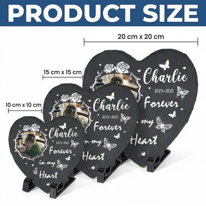 Personalized Heart Pet Memorial Stone with Photo, Custom Memorial Plaque, Forever in My Heart Design