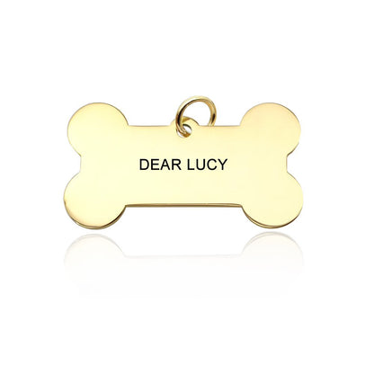 Personalized Bone-Shaped Pet Name Tag, Custom Engraved Dog ID Tag, Rose Gold Pet Collar Tag