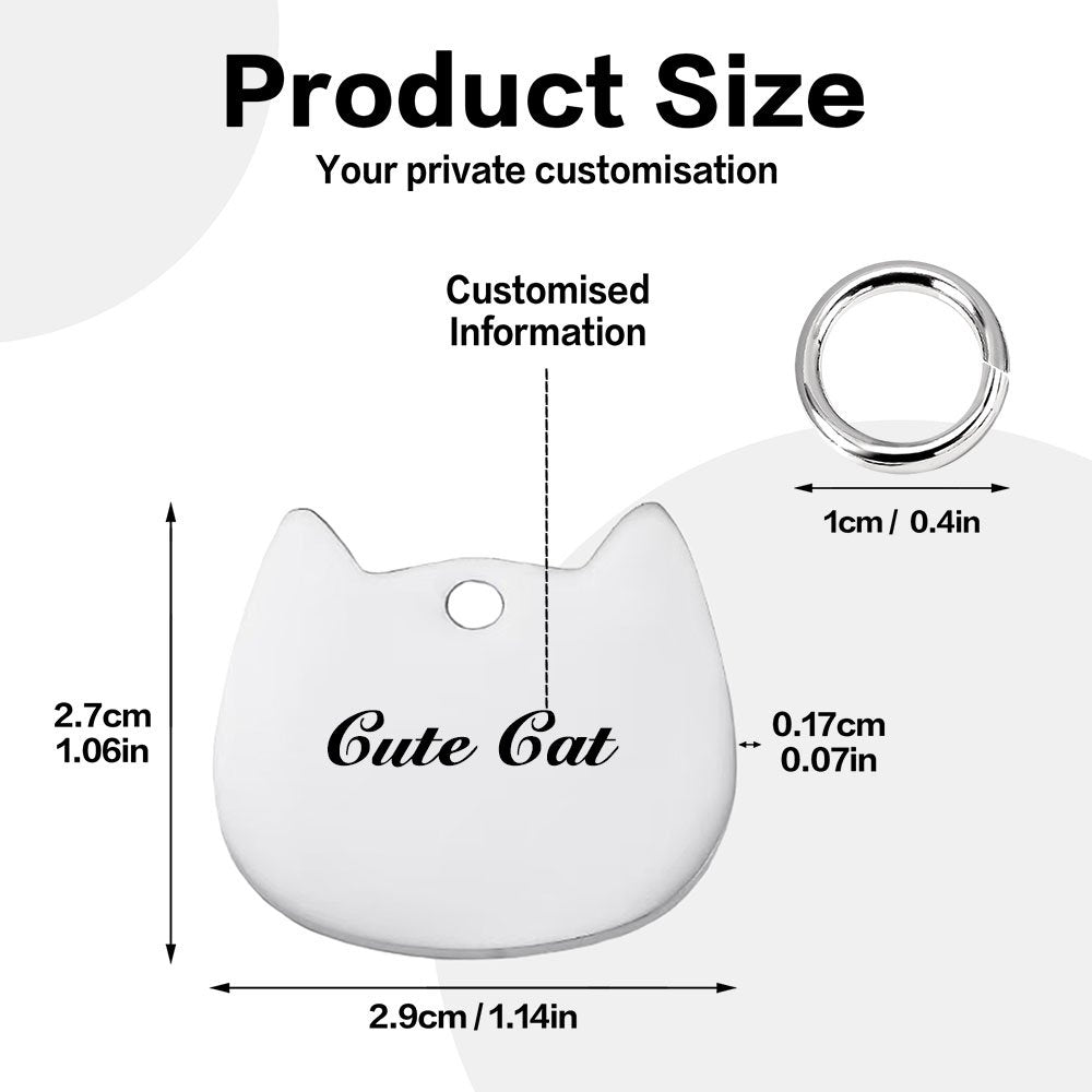 Custom Cat-Shaped Pet Tag with Personalized Name Engraving