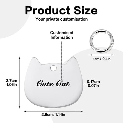 Custom Cat-Shaped Pet Tag with Personalized Name Engraving