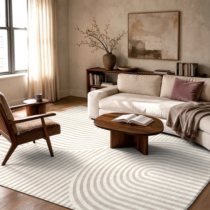 Pink Blush Abstract Washable Area Rug, Soft Pink Distressed Stripe Non Slip Rug for Living Room