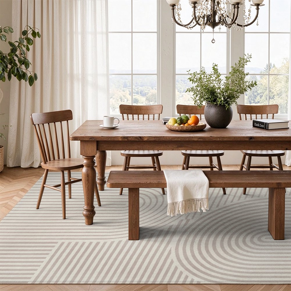 Pink Blush Abstract Washable Area Rug, Soft Pink Distressed Stripe Non Slip Rug for Living Room