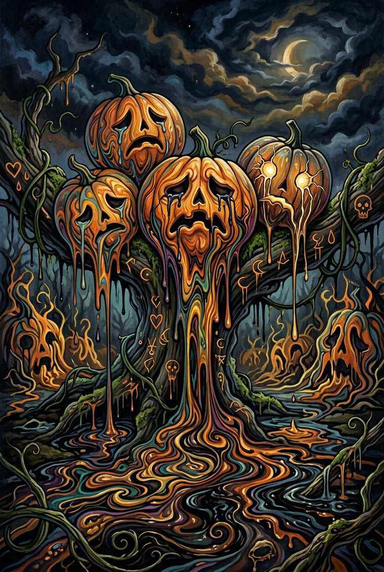 Weeping Pumpkin Grove Halloween wall art preview